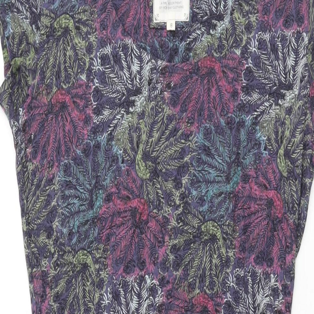 Mistral Womens Blue Geometric Cotton Shift Size 8 Round Neck Pullover