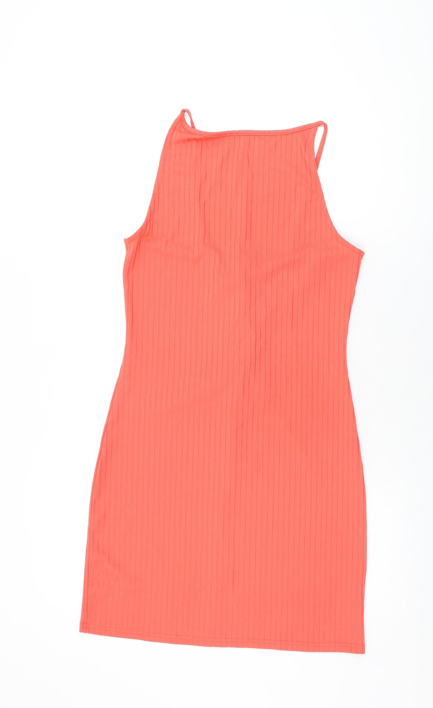 River Island Womens Pink Polyester Bodycon Size 14 Square Neck Tie