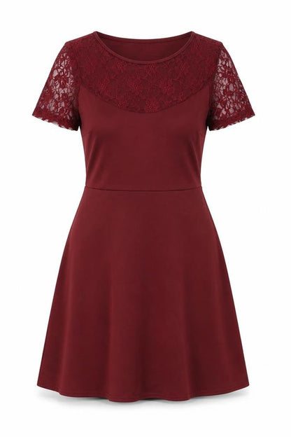 Bella Moda Womens Red Polyester Skater Dress Size 12 Round Neck Pullover