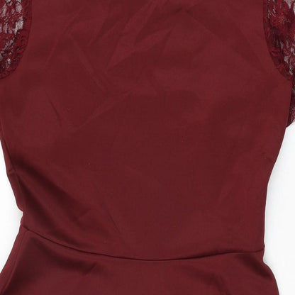 Bella Moda Womens Red Polyester Skater Dress Size 12 Round Neck Pullover