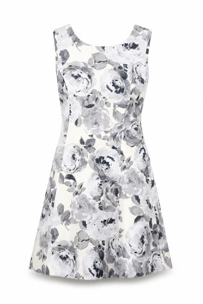 Dorothy Perkins Womens White Floral Cotton A-Line Size 8 Round Neck Zip