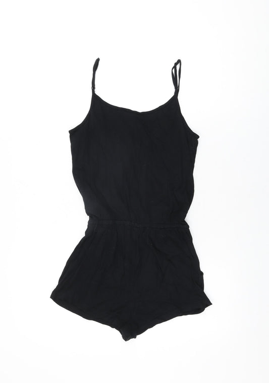H&M Womens Black Viscose Playsuit One-Piece Size 4 Pullover