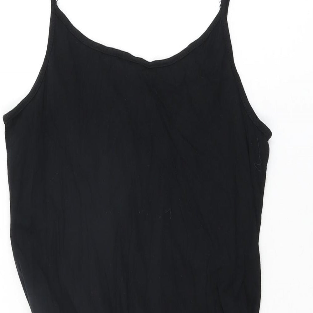 H&M Womens Black Viscose Playsuit One-Piece Size 4 Pullover