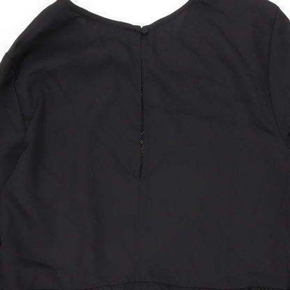 ASOS Womens Black Floral Polyester Shift Size 10 Round Neck Button