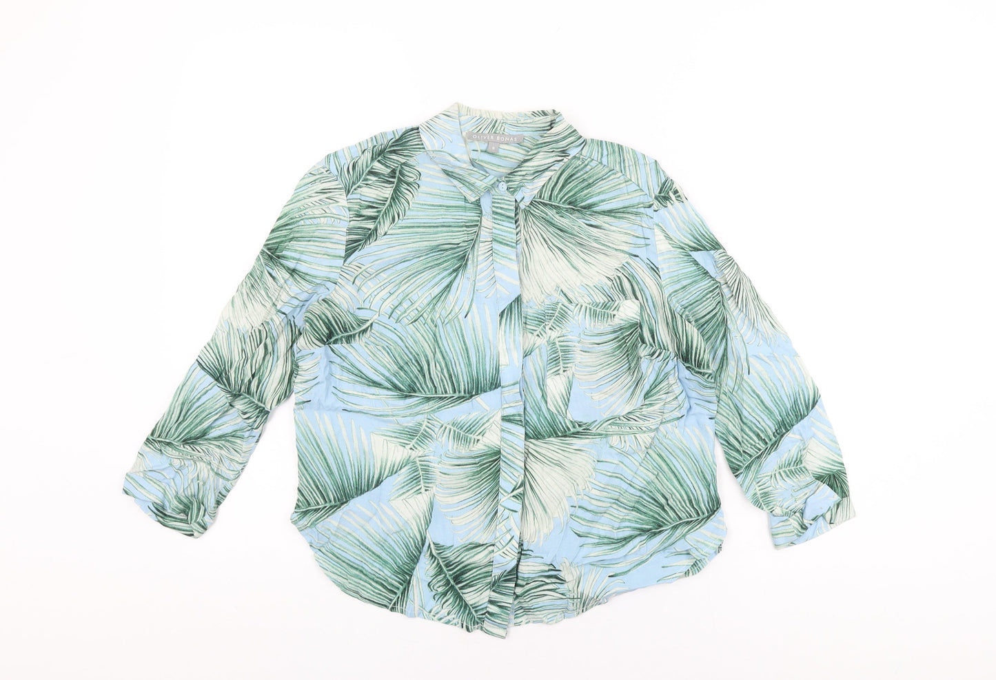 Womens UK Size 8 Oliver Bonas Blue Basic Button-Up