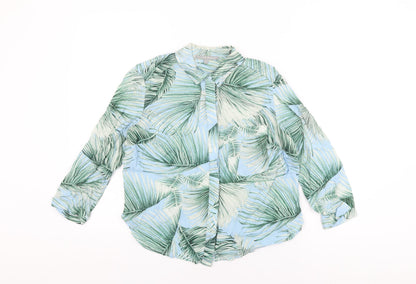 Womens UK Size 8 Oliver Bonas Blue Basic Button-Up