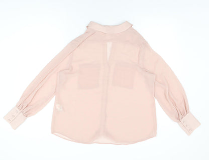 Womens UK Size M Zara Pink Basic Button-Up