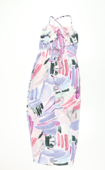 In the Style Womens Multicoloured Geometric Polyester Bodycon Size 6 Square Neck Zip