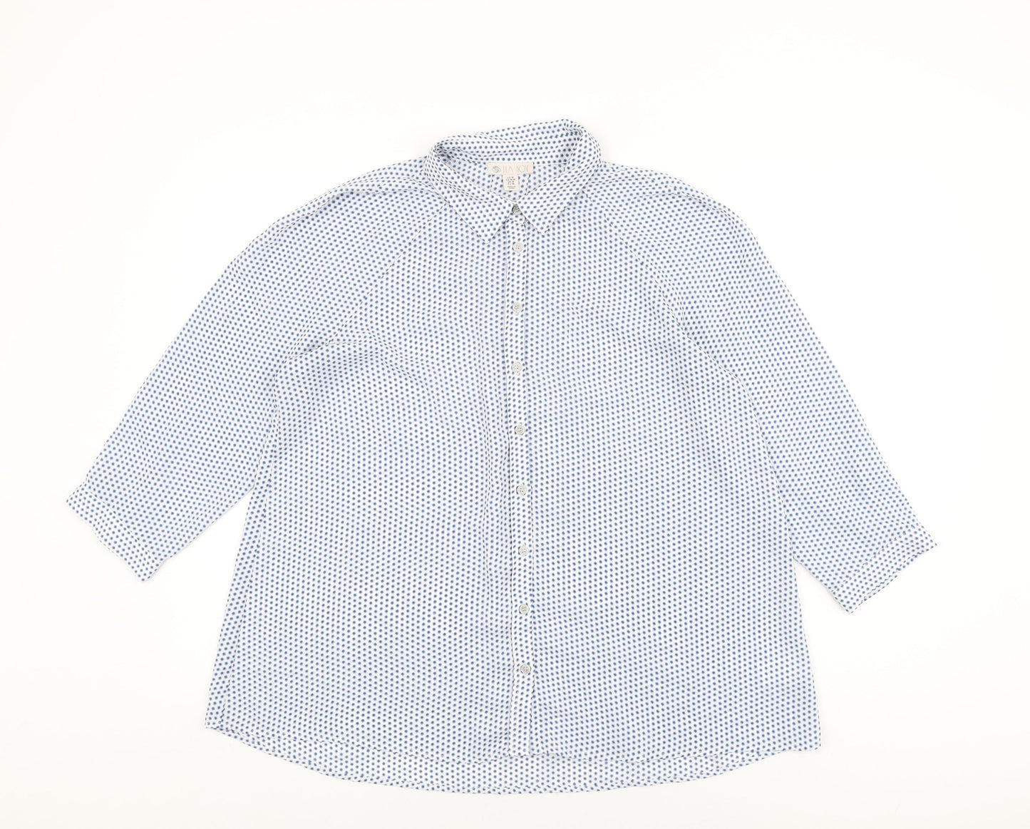 Lila Rose Womens White Geometric Polyester Basic Button-Up Size M Collared