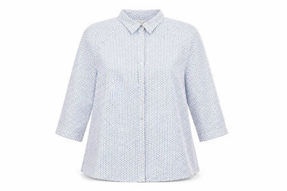 Lila Rose Womens White Geometric Polyester Basic Button-Up Size M Collared