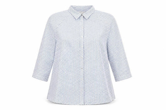 Lila Rose Womens White Geometric Polyester Basic Button-Up Size M Collared