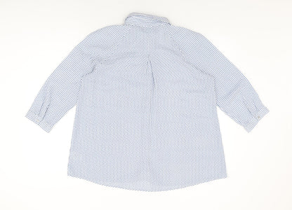Lila Rose Womens White Geometric Polyester Basic Button-Up Size M Collared