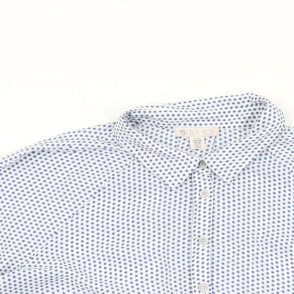 Lila Rose Womens White Geometric Polyester Basic Button-Up Size M Collared