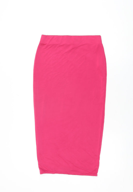 PRETTYLITTLETHING Womens Pink Polyester Straight & Pencil Skirt Size 10