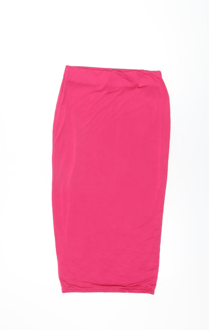 PRETTYLITTLETHING Womens Pink Polyester Straight & Pencil Skirt Size 10