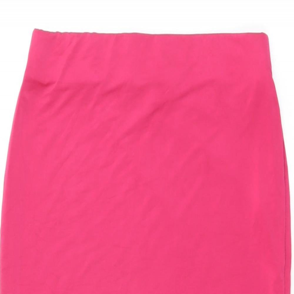 PRETTYLITTLETHING Womens Pink Polyester Straight & Pencil Skirt Size 10