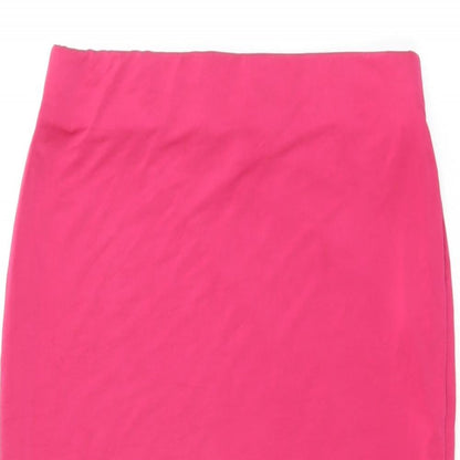 PRETTYLITTLETHING Womens Pink Polyester Straight & Pencil Skirt Size 10