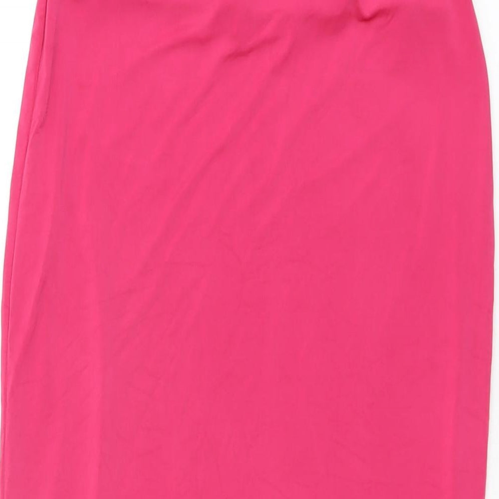 PRETTYLITTLETHING Womens Pink Polyester Straight & Pencil Skirt Size 10