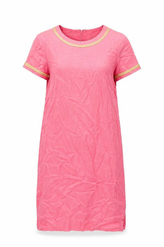 Liz Claiborne Womens Pink Linen Shift Size 8 Round Neck Zip