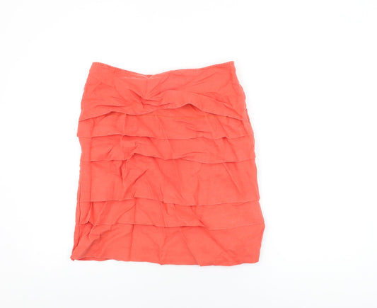 Per Una Womens Red Linen A-Line Skirt Size 10 Zip