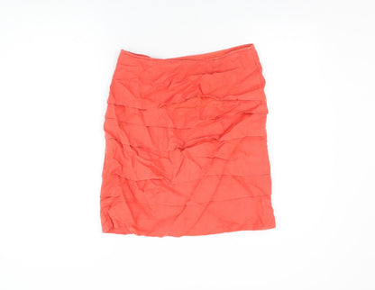 Per Una Womens Red Linen A-Line Skirt Size 10 Zip