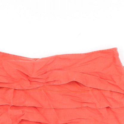 Per Una Womens Red Linen A-Line Skirt Size 10 Zip