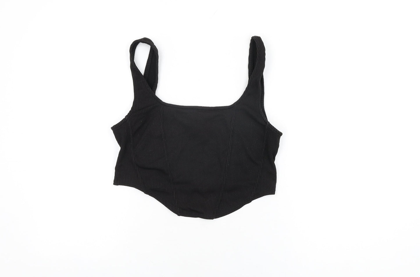 Womens UK Size M H&M Black Cropped T-Shirt