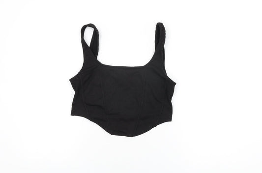 Womens UK Size M H&M Black Cropped T-Shirt