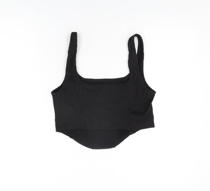 Womens UK Size M H&M Black Cropped T-Shirt