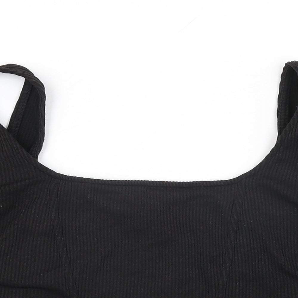 Womens UK Size M H&M Black Cropped T-Shirt
