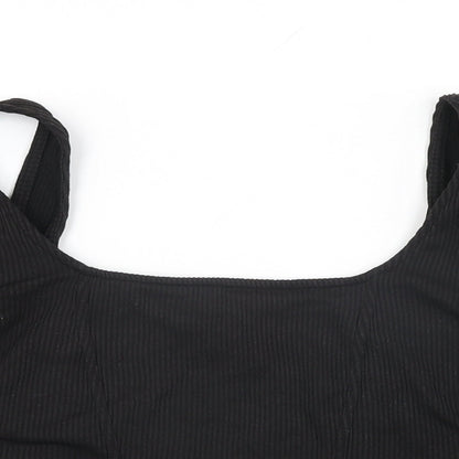 Womens UK Size M H&M Black Cropped T-Shirt