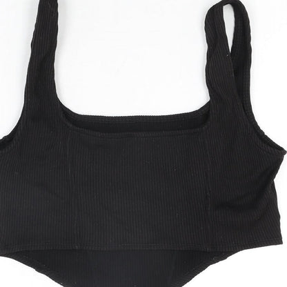 Womens UK Size M H&M Black Cropped T-Shirt