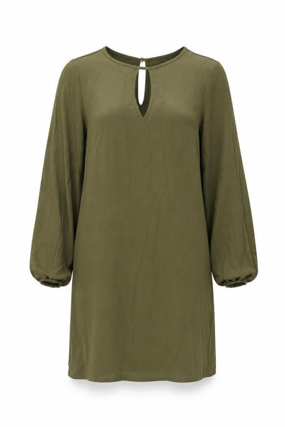 New Look Womens Green Polyester Shift Size 8 Round Neck Button