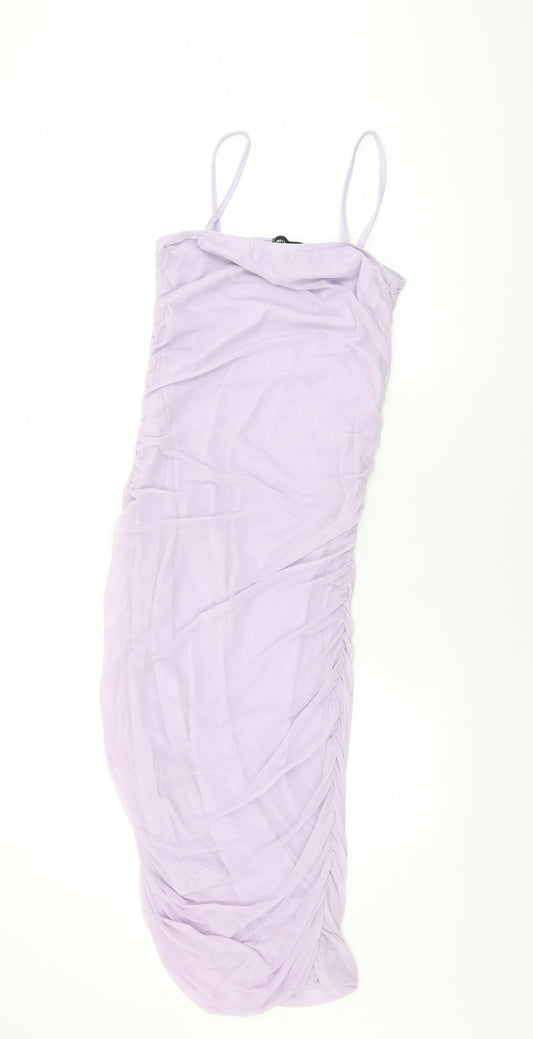 PRETTYLITTLETHING Womens Purple Polyester Bodycon Size 12 Square Neck Pullover