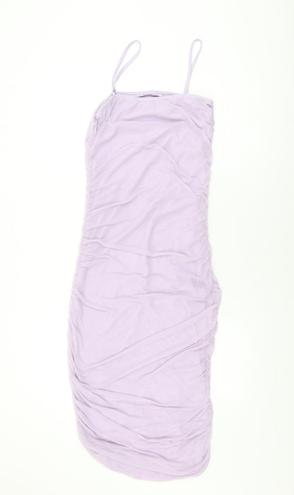 PRETTYLITTLETHING Womens Purple Polyester Bodycon Size 12 Square Neck Pullover