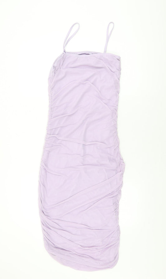 PRETTYLITTLETHING Womens Purple Polyester Bodycon Size 12 Square Neck Pullover