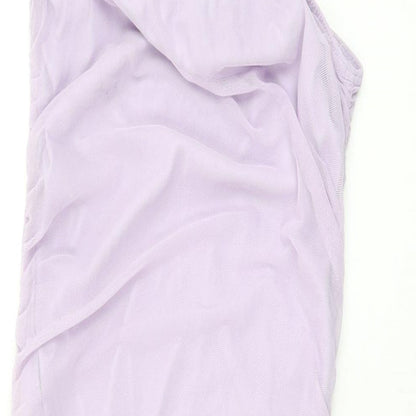 PRETTYLITTLETHING Womens Purple Polyester Bodycon Size 12 Square Neck Pullover