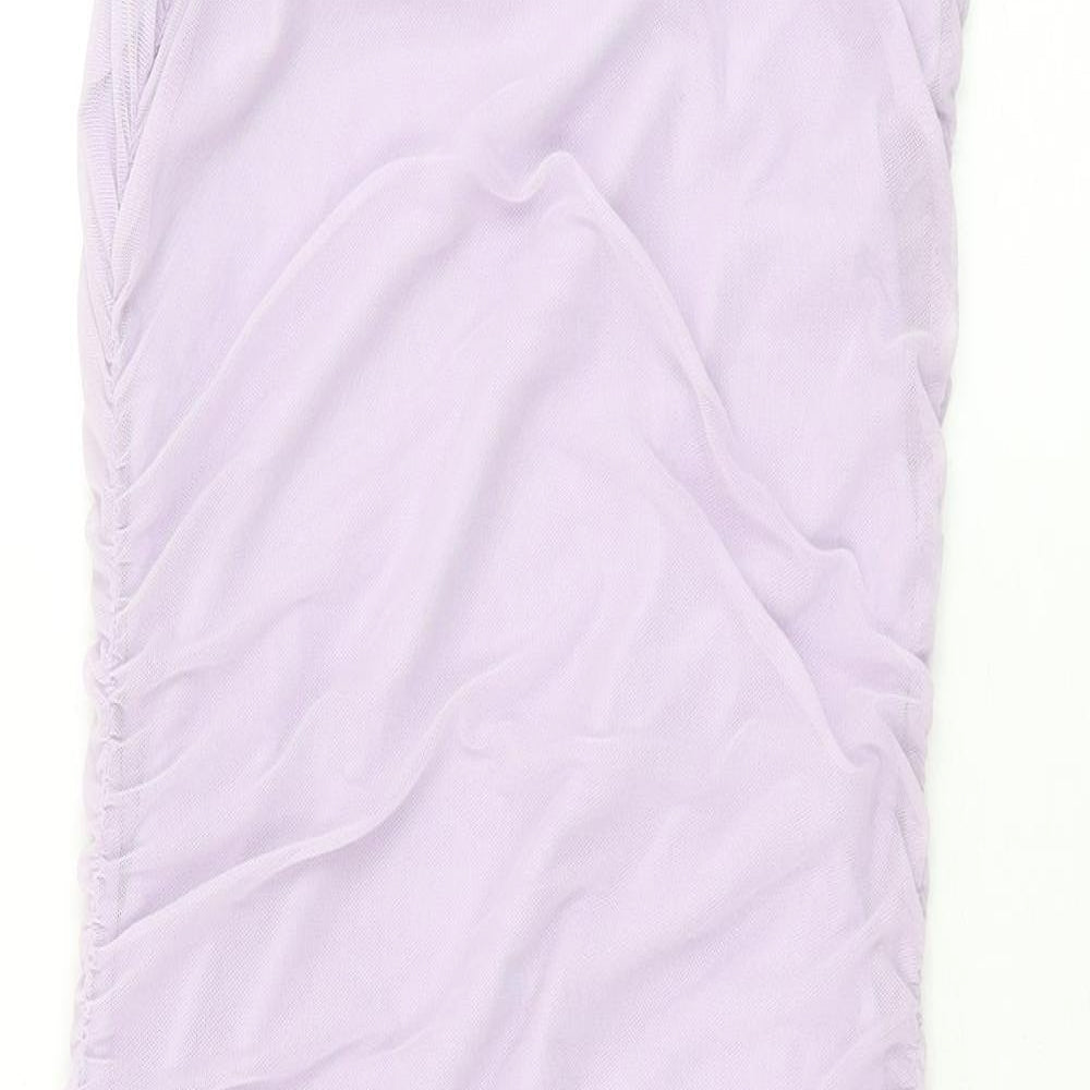 PRETTYLITTLETHING Womens Purple Polyester Bodycon Size 12 Square Neck Pullover