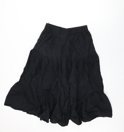 Marks and Spencer Womens Black Cotton Swing Skirt Size 10 Button