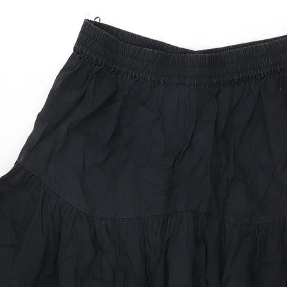 Marks and Spencer Womens Black Cotton Swing Skirt Size 10 Button