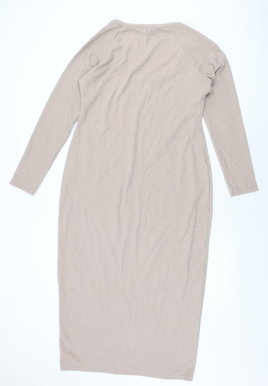 New Look Womens Beige Polyester Shift Size 18 Scoop Neck Pullover