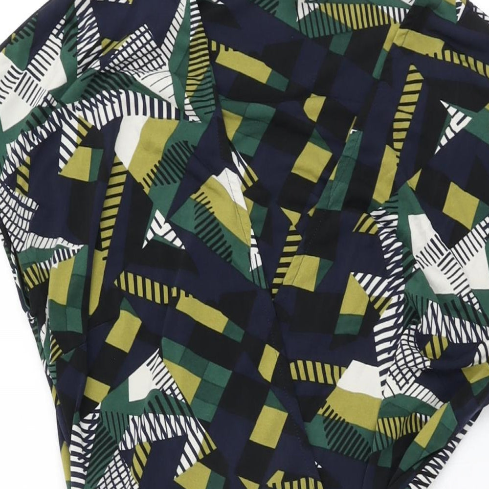 NEXT Womens Multicoloured Geometric Polyester Wrap Dress Size 8 V-Neck Tie