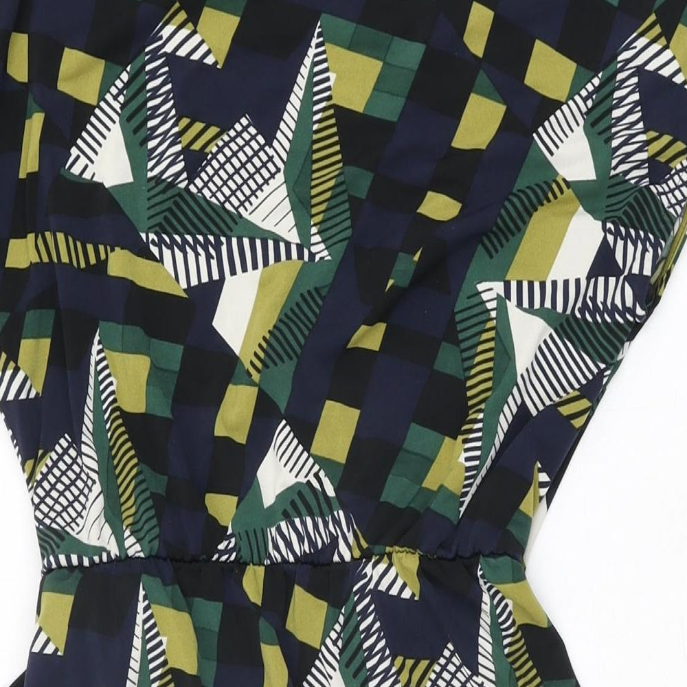 NEXT Womens Multicoloured Geometric Polyester Wrap Dress Size 8 V-Neck Tie