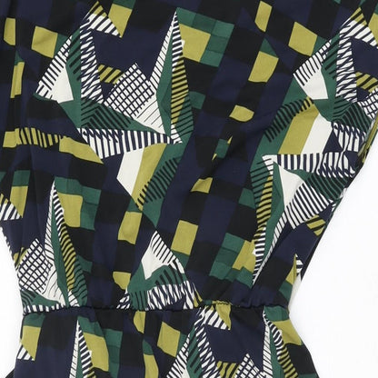 NEXT Womens Multicoloured Geometric Polyester Wrap Dress Size 8 V-Neck Tie