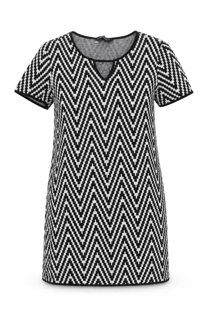 Dorothy Perkins Womens White Geometric Acrylic Shift Size 10 Round Neck Pullover