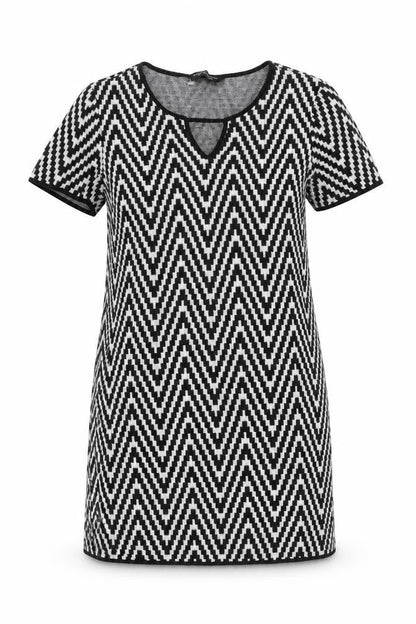 Dorothy Perkins Womens White Geometric Acrylic Shift Size 10 Round Neck Pullover