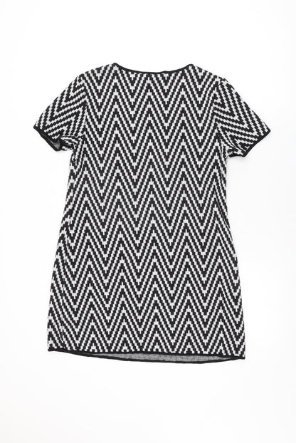 Dorothy Perkins Womens White Geometric Acrylic Shift Size 10 Round Neck Pullover
