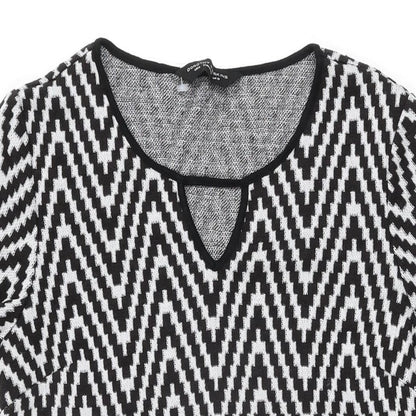 Dorothy Perkins Womens White Geometric Acrylic Shift Size 10 Round Neck Pullover
