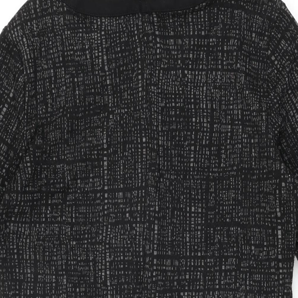 NEXT Womens Black Geometric Viscose Shift Size 14 Round Neck Zip