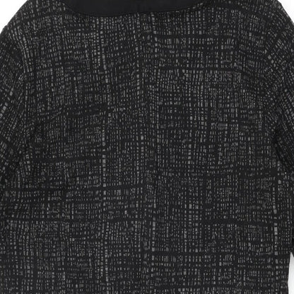 NEXT Womens Black Geometric Viscose Shift Size 14 Round Neck Zip